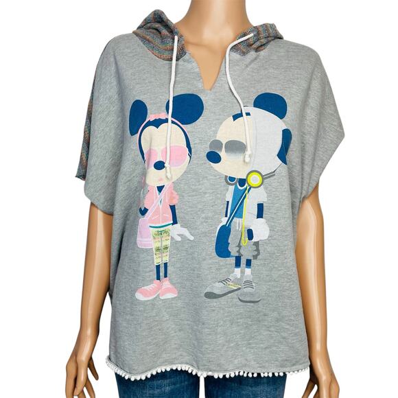 Disney Boutique Knitted Multicolor Sleeveless Mickey Minnie Mouse Hoodie size M - Picture 1 of 8